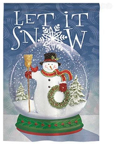 Breeze Decor Christmas Snow Globe Snowman 2-Sided Vertical Impression House Flag 3 Breeze Decor Christmas Snow Globe Snowman 2-Sided Vertical Impression House Flag