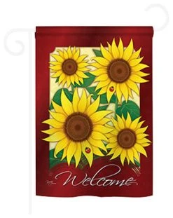 Breeze Decor Floral Welcome Sunflowers 2-Sided Impression Garden Flag