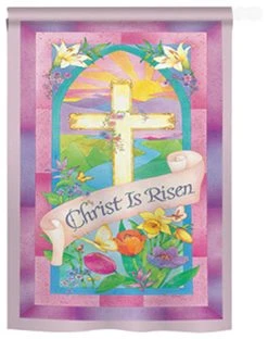 Breeze Decor Easter Christ Is Risen 2-Sided Vertical Impression House Flag