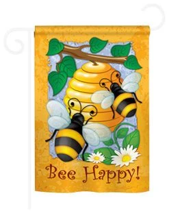 Breeze Decor Bee Happy 2-Sided Impression Garden Flag