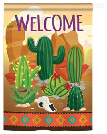 Breeze Decor Southwest Cactus 2-Sided Vertical Impression House Flag 3 Breeze Decor Southwest Cactus 2-Sided Vertical Impression House Flag