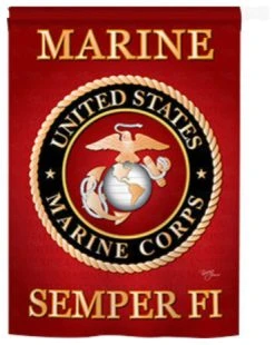 Breeze Decor Military Marine Corps 2-Sided Vertical Impression House Flag