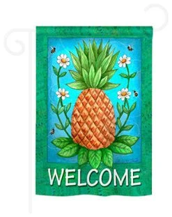 Breeze Decor Pineapple Welcome 2-Sided Impression Garden Flag