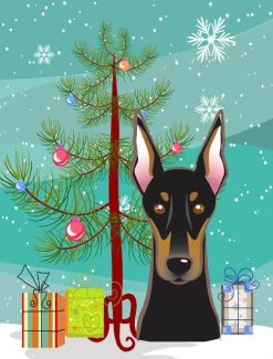 The-store Christmas Tree And Doberman Flag Garden Size BB1617GF