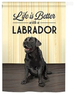 Breeze Decor Pets Life Is Better Lab 2-Sided Vertical Impression House Flag