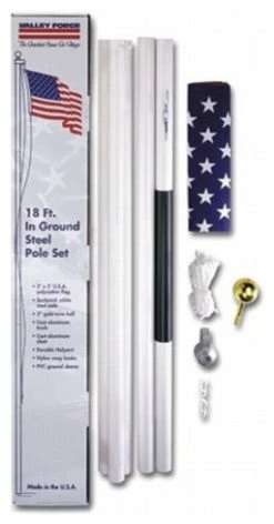 Valley Forge Flag Co Valley Forge SFP18F-S Residential In-Ground Flag Pole Kit With US Flag, 18' Pole