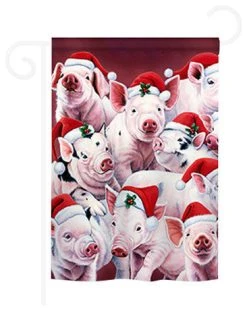 Breeze Decor Christmas Christmas Piggies 2-Sided Impression Garden Flag