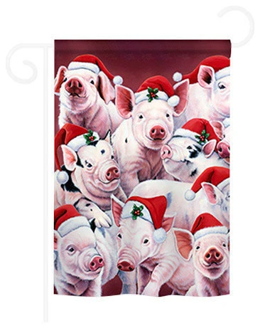 Breeze Decor Christmas Christmas Piggies 2-Sided Impression Garden Flag 3 Breeze Decor Christmas Christmas Piggies 2-Sided Impression Garden Flag