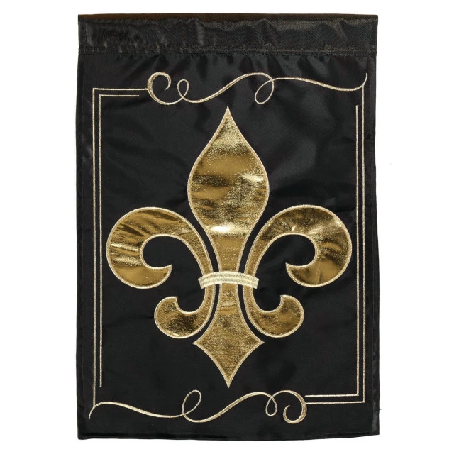 Dicksons Flag Double Applique Fleur De Lis Gold/Black Large 3 Dicksons Flag Double Applique Fleur De Lis Gold/Black Large