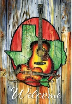 Dicksons Texas Music Print Polyester Garden Flag