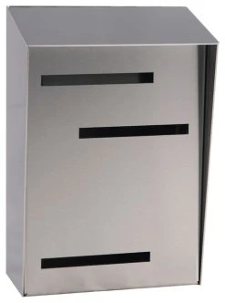Mid Century Modern Mailbox, Vertical Large, Monochromatic, Stainless