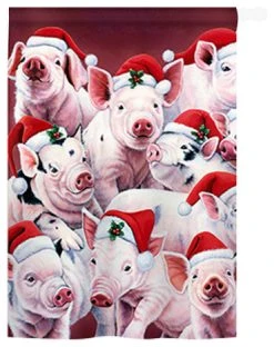 Breeze Decor Christmas Christmas Piggies 2-Sided Vertical Impression House Flag