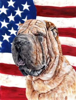 The-store Shar Pei With American Flag Usa Flag Canvas