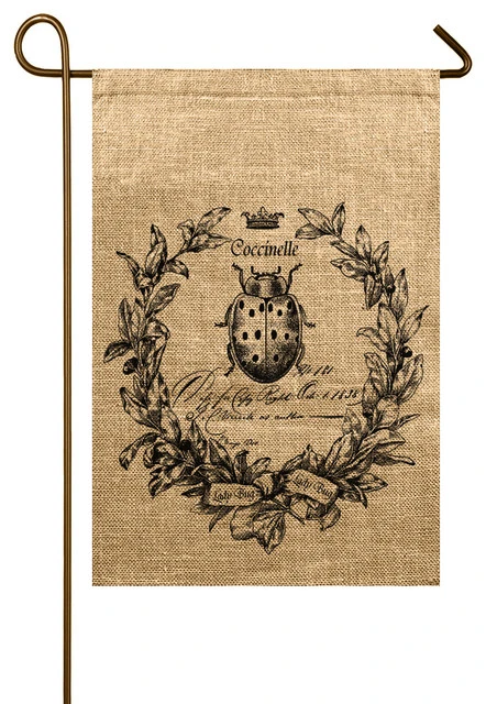 TheWatsonShop Ladybug Burlap Garden Flag 3 TheWatsonShop Ladybug Burlap Garden Flag
