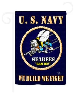 Breeze Decor Military Sea Bees 2-Sided Impression Garden Flag