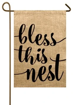 TheWatsonShop Bless This Nest Burlap Garden Flag
