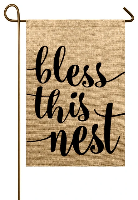 TheWatsonShop Bless This Nest Burlap Garden Flag 3 TheWatsonShop Bless This Nest Burlap Garden Flag
