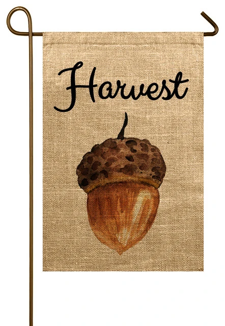 TheWatsonShop Harvest Acorn Burlap Garden Flag 3 TheWatsonShop Harvest Acorn Burlap Garden Flag