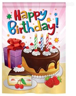 Breeze Decor Party & Celebratio Happy Birthday 2-Sided Vertical Impression House Flag