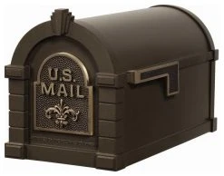 Gaines Mfg Keystone Curbside Bronze Mailbox, Antique Bronze, Fleur-De-Lis