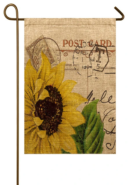 TheWatsonShop Sunflower Burlap Garden Flag 3 TheWatsonShop Sunflower Burlap Garden Flag