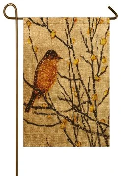 TheWatsonShop Yellow Bird Burlap Garden Flag