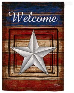 Breeze Decor Patriotic Vintage Welcome 2-Sided Vertical Impression House Flag