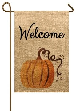 TheWatsonShop Pumpkin Burlap Garden Flag