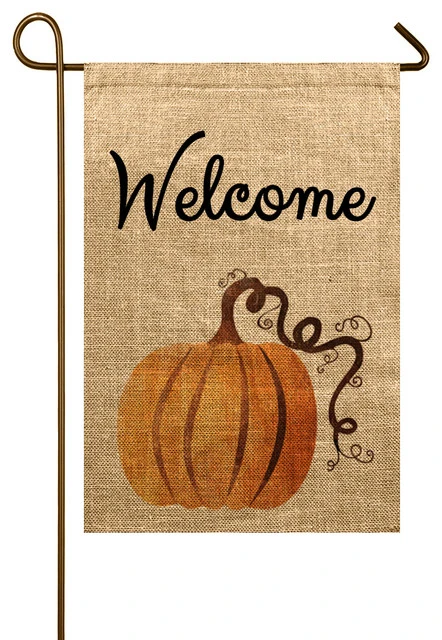 TheWatsonShop Pumpkin Burlap Garden Flag 3 TheWatsonShop Pumpkin Burlap Garden Flag