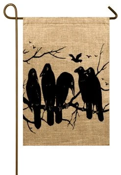 TheWatsonShop Crow Burlap Garden Flag