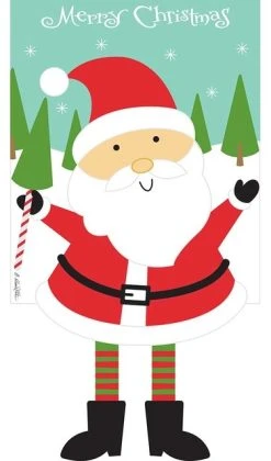 Dicksons Double Applique Santa Merry Christmas Polyester Garden Flag