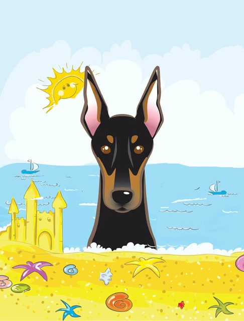The-store Doberman Summer Beach Flag Canvas, House Size 3 The-store Doberman Summer Beach Flag Canvas, House Size