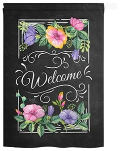Breeze Decor Welcome Blooming Welcome 2-Sided Vertical Impression House Flag