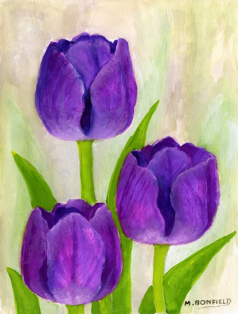 The-store Purple Tulips By Maureen Bonfield Flag Canvas House Size 3 The-store Purple Tulips By Maureen Bonfield Flag Canvas House Size