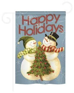 Breeze Decor Christmas Happy Holidays Tree 2-Sided Impression Garden Flag