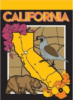 Dicksons Double Applique California Symbols Polyester Garden Flag