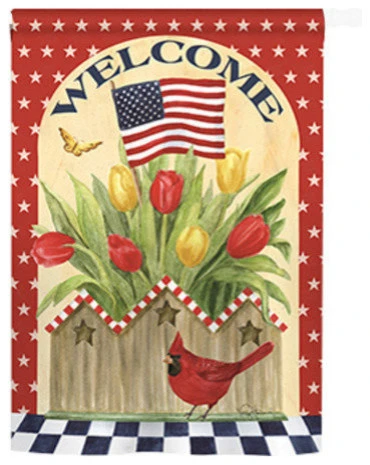 Breeze Decor Patriotic Patriotic Flowers 2-Sided Vertical Impression House Flag 3 Breeze Decor Patriotic Patriotic Flowers 2-Sided Vertical Impression House Flag