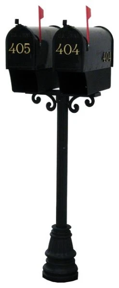Mid Atlantic Mailboxes MAMB Premier Series Americana Dual Pedestal Scroll With Newsbins