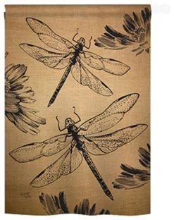 Breeze Decor Dragonfly Burlap 2-Sided Vertical Impression House Flag