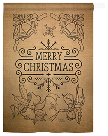 Breeze Decor Christmas Merry Christmas Bells Burlap 2-Sided Vertical Impression House Flag 3 Breeze Decor Christmas Merry Christmas Bells Burlap 2-Sided Vertical Impression House Flag