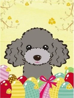 The-store Silver Gray Poodle Easter Egg Hunt Flag Garden Size