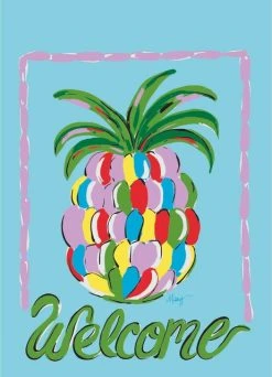Dicksons Double Applique Welcome Pineapple Polyester Garden Flag