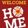Dicksons Double Applique Fire Fighter Welcome Polyester Garden Flag -Mayne Store home design 523