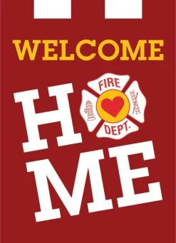 Dicksons Double Applique Fire Fighter Welcome Polyester Garden Flag