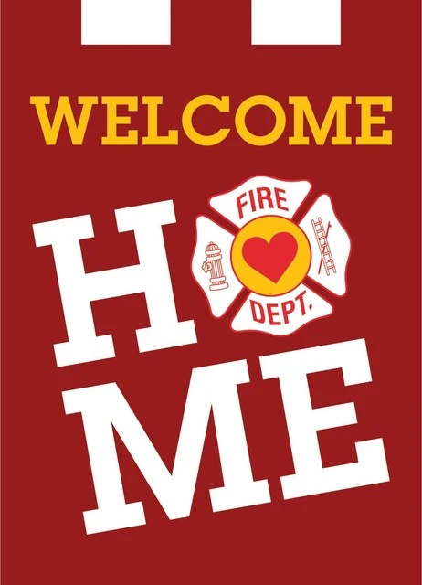 Dicksons Double Applique Fire Fighter Welcome Polyester Garden Flag 3 Dicksons Double Applique Fire Fighter Welcome Polyester Garden Flag
