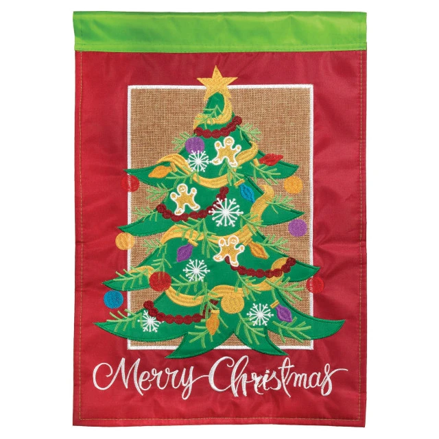 Dicksons Burlap Tree Double Applique Flag 3 Dicksons Burlap Tree Double Applique Flag