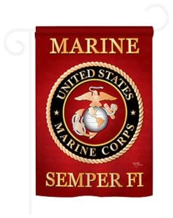 Breeze Decor Military Marine Corps 2-Sided Impression Garden Flag