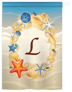 Breeze Decor Summer L Monogram 2-Sided Vertical Impression House Flag