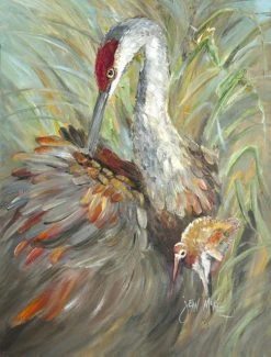 The-store Sandhill Crane With Baby Flag Canvas House Size JMK1143CHF