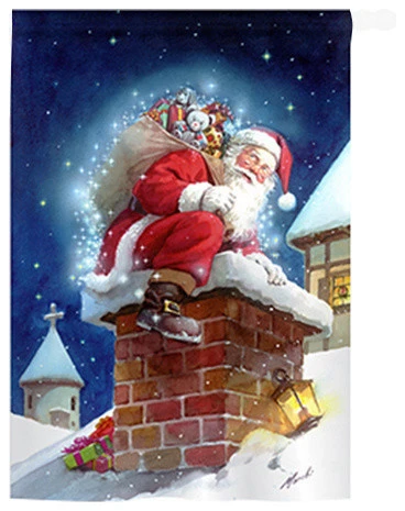 Breeze Decor Christmas Chimney Santa 2-Sided Vertical Impression House Flag 3 Breeze Decor Christmas Chimney Santa 2-Sided Vertical Impression House Flag